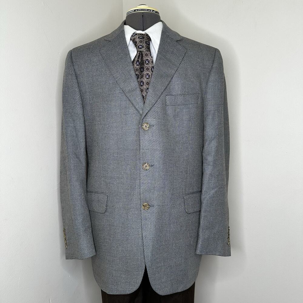 Jack Victor Mens 42R Blazer Gray Silk Wool 3 Button XL Sport Coat Suit Jacket
